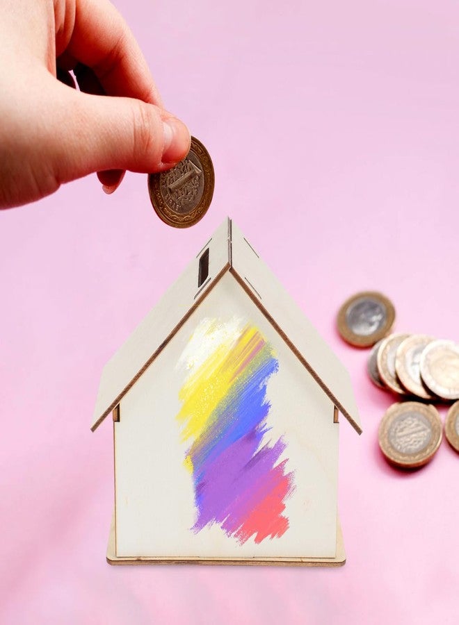 BESTonZON DIY Wooden House Piggy Bank for Kids Unfinished Paintable Coin Bank Craft Kit Small 4.13 Inch Creative Money Box for Children S Art and Saving - Image 3